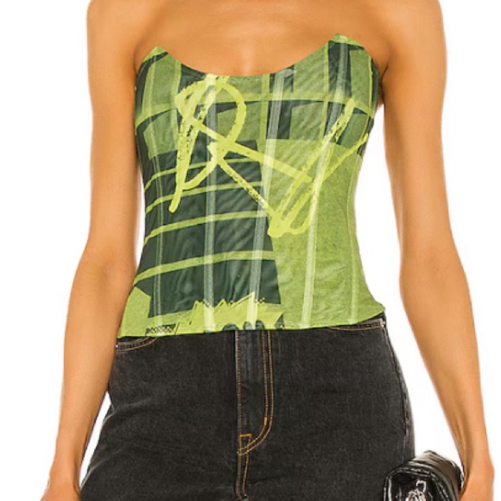 Miaou Leia Corset Green Stone Print (Graffiti)